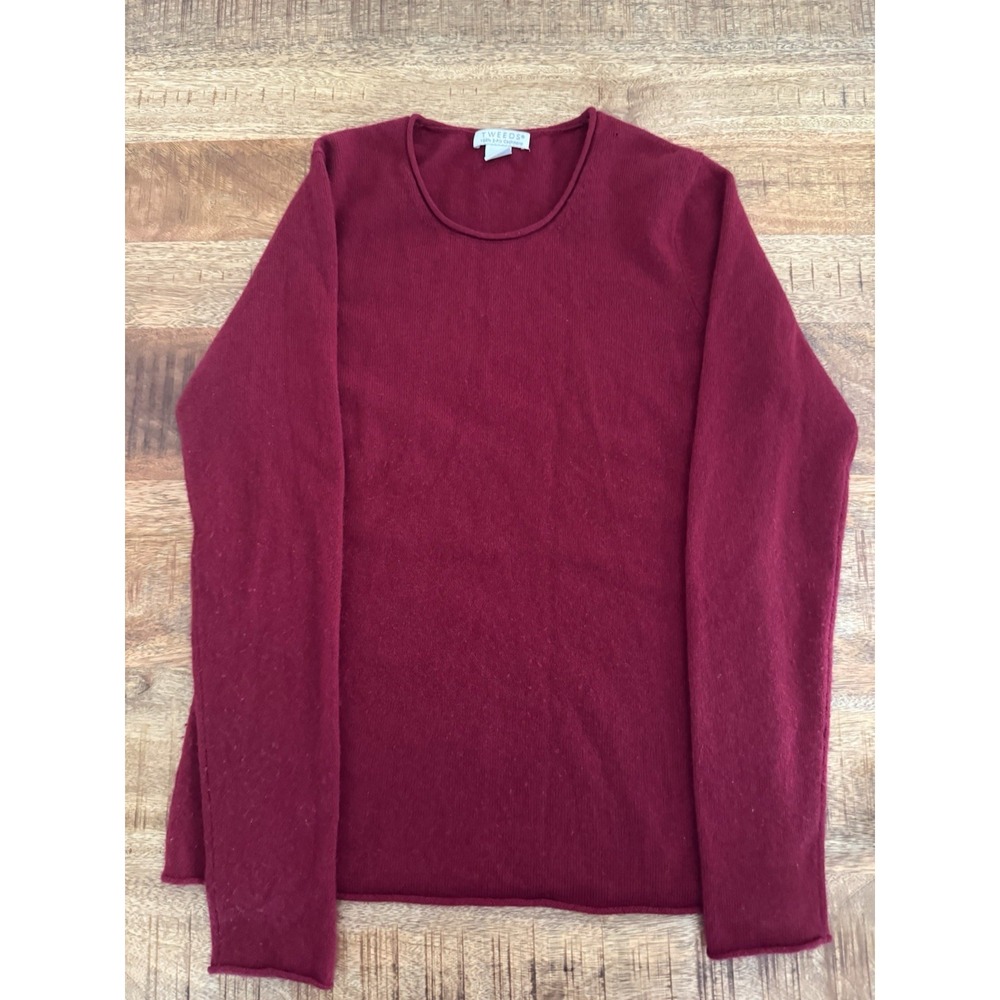 Tweeds 100% Cashmere Sweater Womens Medium Red Crewneck Soft Lightweight Classic